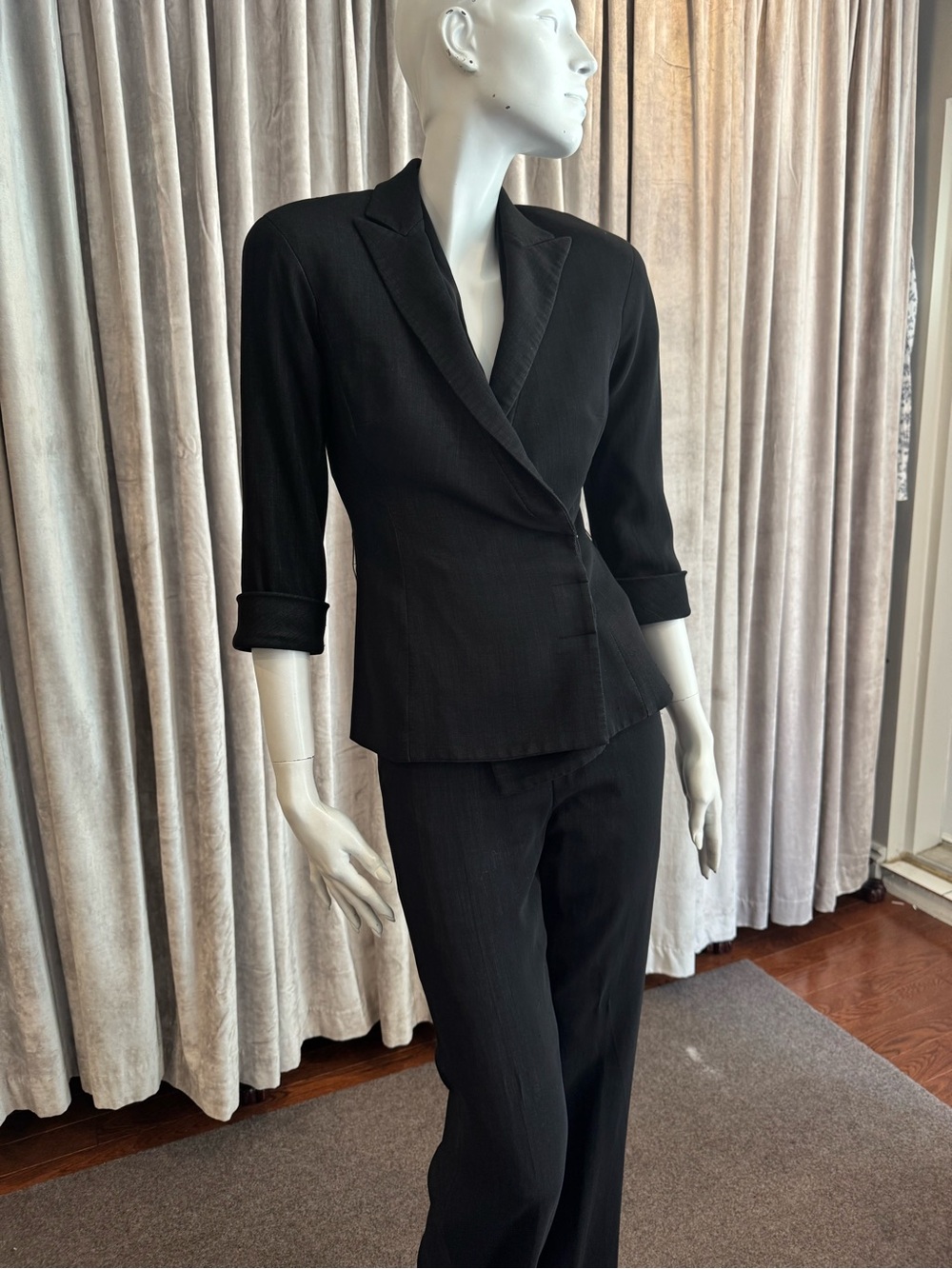 Women's Black Tailored Blazer & Straight Pants Suit